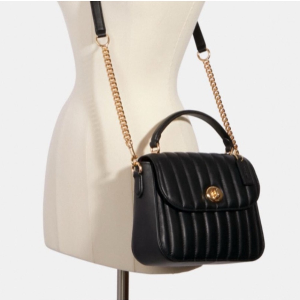 COACH Marlie Quilted Black Leather Crossbody Shoulder Bag